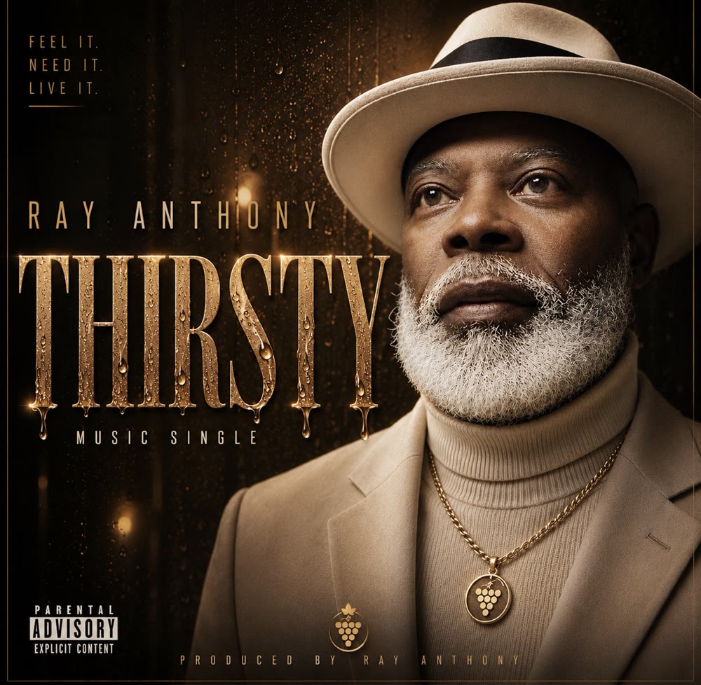Cover art for Thirsty by Ray Anthony with a portrait of Ray in a cream hat